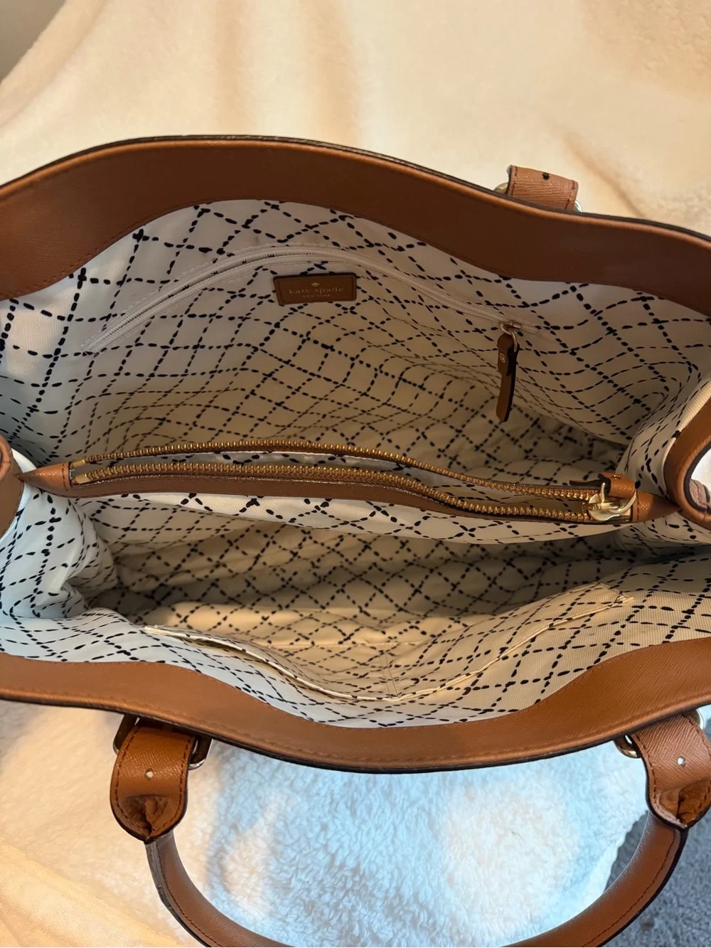 kate spade Caramel Brown Saffiano Leather Tote